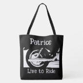 Wiel met live-naar-rijdende motorfiets tote bag (Achterkant)