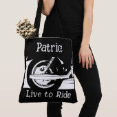Wiel met live-naar-rijdende motorfiets tote bag (Dichtbij)