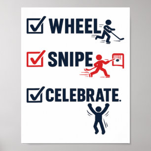 Wiel Snipe Vier Hockey Slang Checklist Ontwerp Poster