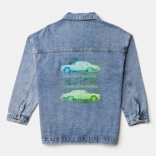 wiel, tijdloze sensatie – Retro Car & Motor Denim Jacket (Achterkant)