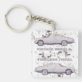  wiel, tijdloze sensatie – Retro Car & Motor Sleutelhanger