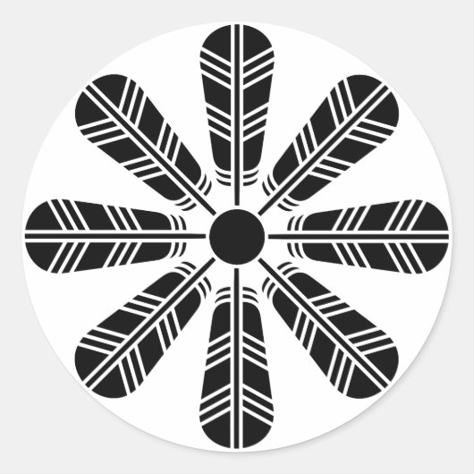 Wiel van acht havikveren ronde sticker (Voorkant)