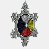 Wiel van bede geneeskunde tin sneeuwvlok ornament (Links)