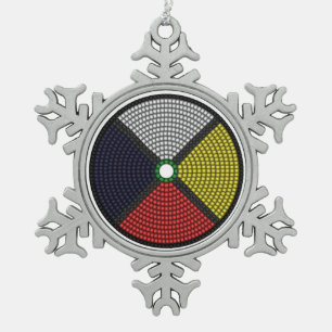 Wiel van bede geneeskunde tin sneeuwvlok ornament