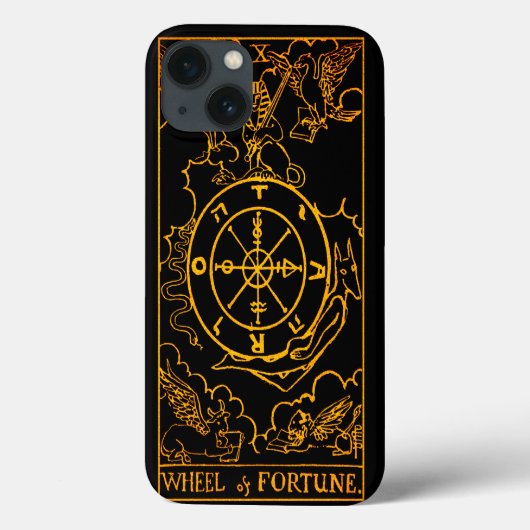 Wiel van de Fortune Tarot-Kaart | Goud en zwart | Case-Mate iPhone Case (Achterkant)