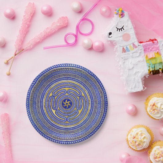 Wiel van de Griekse sleutelversiering Papieren Bordje (Feest)