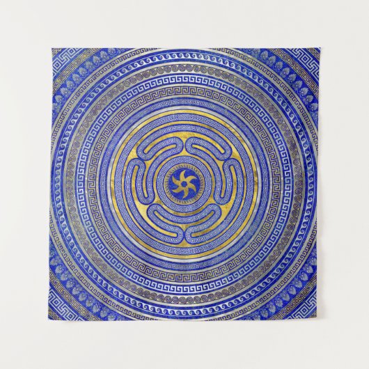 Wiel van de Griekse sleutelversiering Wandkleed (Voorkant)