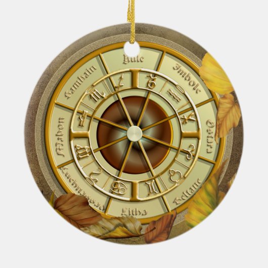 Wiel van de jaarrondenversiering keramisch ornament (Achterkant)