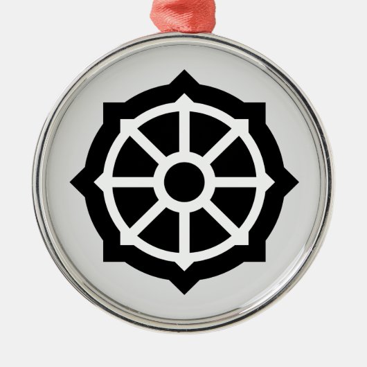 Wiel van Dharma (Boeddhisme, hindoes) Metalen Ornament (Voorkant)