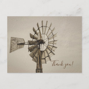 Wiel van een windmolen Sepia bedankkaart Briefkaart