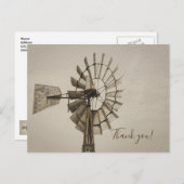 Wiel van een windmolen Sepia Dank je Briefkaart (Voorkant / Achterkant)