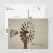 Wiel van een windmolen sepia die aan uw Briefkaart (Voorkant / Achterkant)