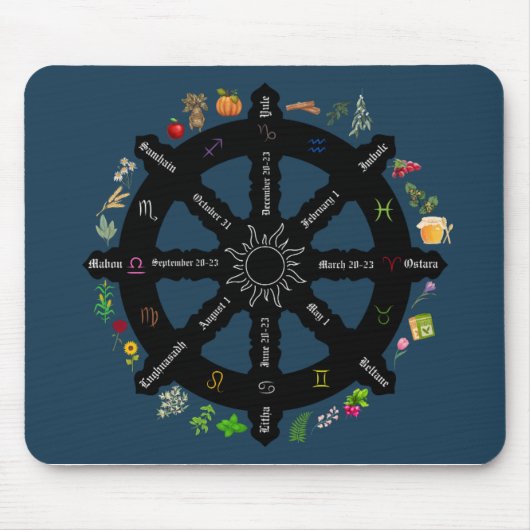 Wiel van het Jaar Sabbat Mousepad Muismat (Voorkant)