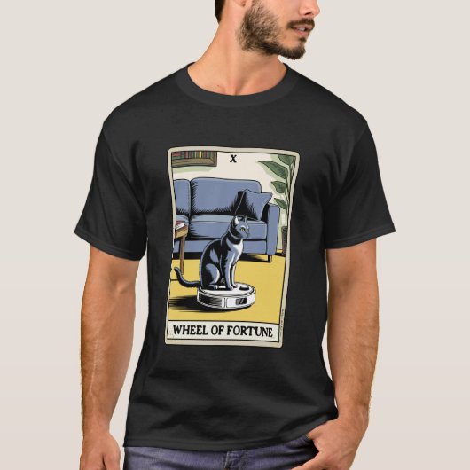 Wiel van het lot Robotstofzuiger Funny Tarot T-shirt (Voorkant)