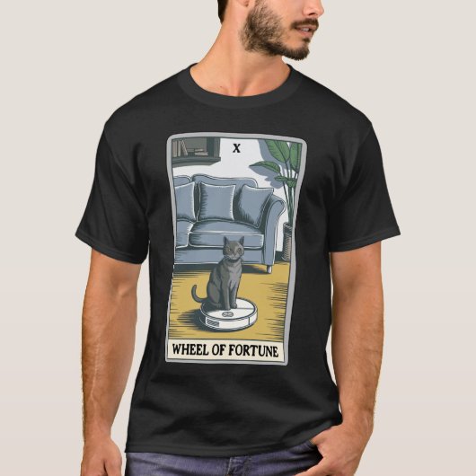Wiel van het lot Robotstofzuiger Funny Tarot T-shirt (Voorkant)