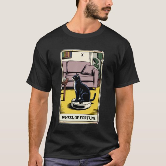 Wiel van het lot Robotstofzuiger Funny Tarot T-shirt (Voorkant)