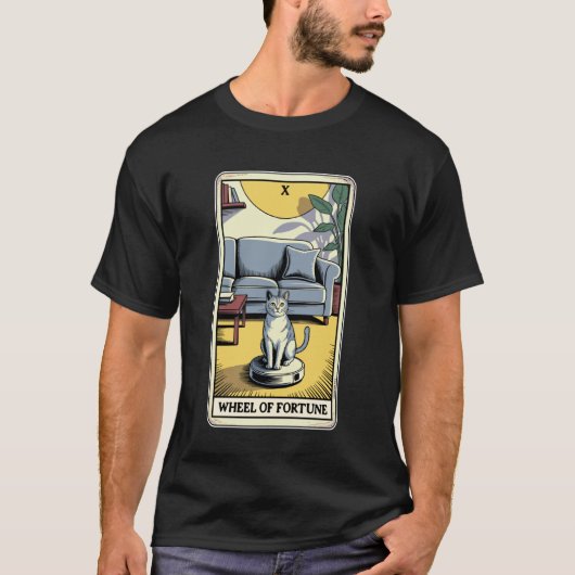 Wiel van het lot Robotstofzuiger Funny Tarot T-shirt (Voorkant)