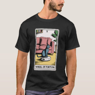 Wiel van het lot Tarotkaart Kat Robot Stofzuiger T-shirt