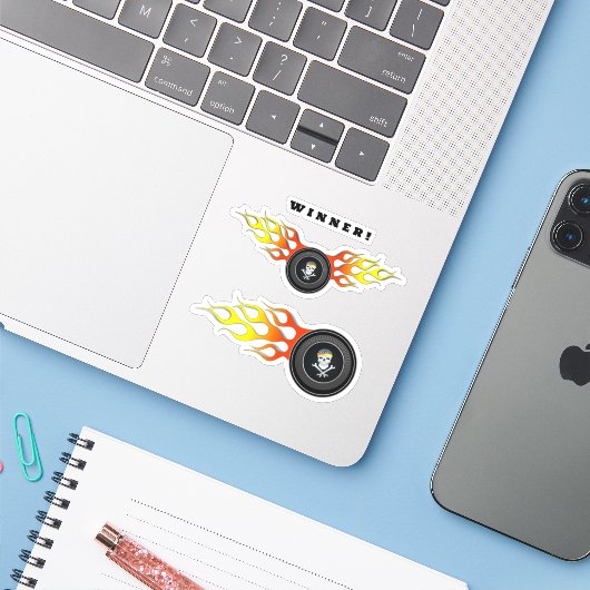 Wiel van Vlammen Mechanisch Sticker (Laptop met iPhone)