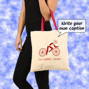 Wiel vrouw grappig fietsen sporten tote bag