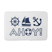 Wiel Zeilboot Anker Ahoy! Donker Blauw Badmat (Voorkant)