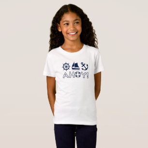 Wiel Zeilboot Anker Ahoy! Donker Blauw T-shirt