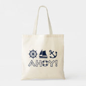 Wiel Zeilboot Anker Ahoy! Donker Blauw Tote Bag (Achterkant)