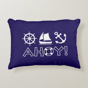 Wiel Zeilboot Anker Ahoy! Wit Accent Kussen