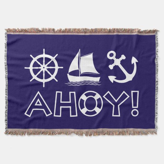 Wiel Zeilboot Anker Ahoy! Wit Deken (Voorkant)