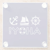 Wiel Zeilboot Anker Ahoy! Wit Glazen Onderzetter (Achterkant)