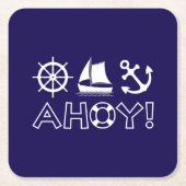 Wiel Zeilboot Anker Ahoy! Wit Kartonnen Onderzetters (Voorkant)