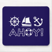 Wiel Zeilboot Anker Ahoy! Wit Muismat (Voorkant)