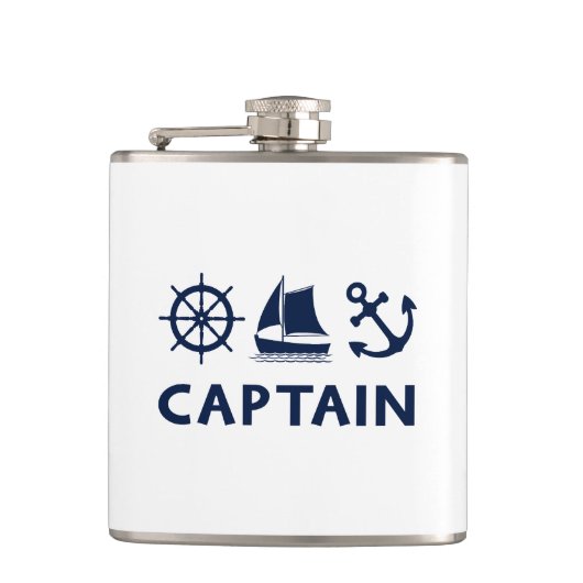 Wiel Zeilboot Anker Captain Dark Blue Heupfles (Voorkant)