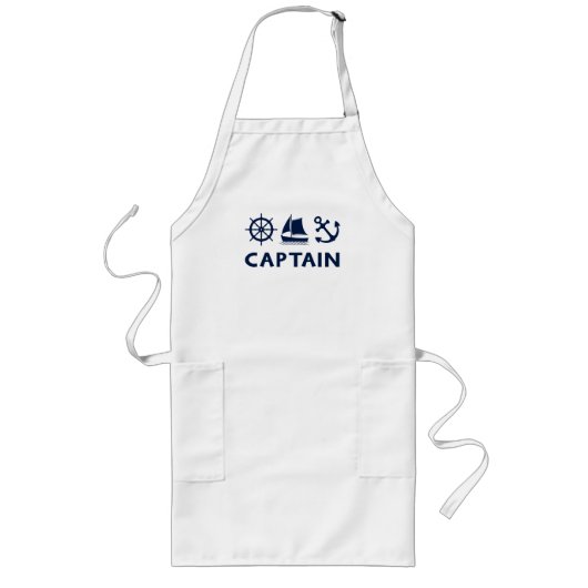 Wiel Zeilboot Anker Captain Dark Blue Lang Schort (Voorkant)