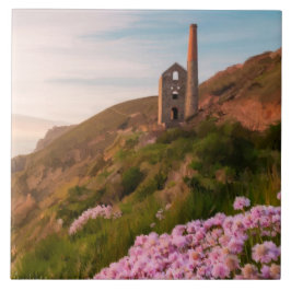 Wielcoaten in mijn, met roze bloemen, Cornwall Tegeltje