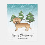 Wieldraad gepaarde dachshund in een winterbos fleece deken (Voorkant)