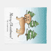 Wieldraad gepaarde dachshund in een winterbos fleece deken (Voorkant (Horizontaal))