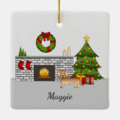 Wieldraad in een kerstkamer keramisch ornament (Achterkant)