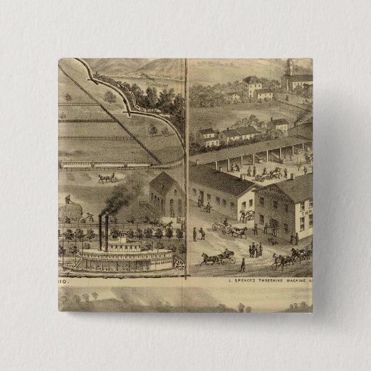 Wielen IJzer en Nail Company Vierkante Button 5,1 Cm (Voorkant)