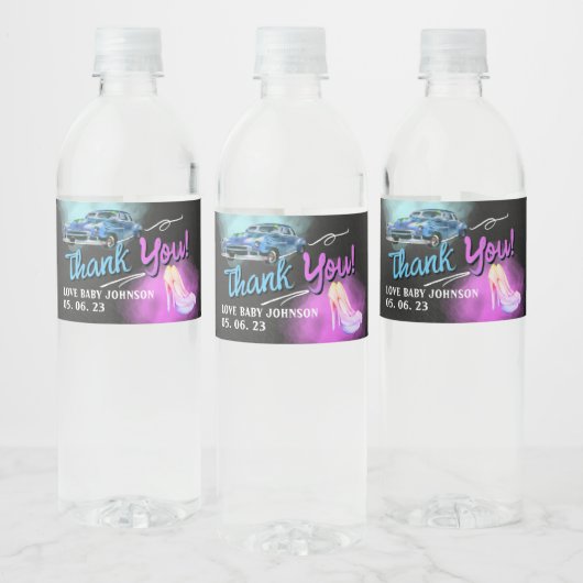 Wielen of hakken Geslacht onthullen Waterfles Etiket (Flessen)