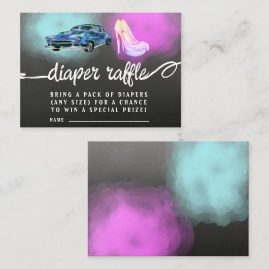 Wielen of hakken luier loterij Behuizing Kaart. Informatiekaartje (Voorkant / Achterkant)