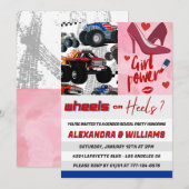 Wielen of hakken onthullen genderuitnodigingen kaart (Voorkant / Achterkant)