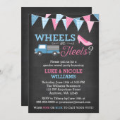 Wielen of Heels Gender onthullen partijuitnodiging Kaart (Voorkant / Achterkant)