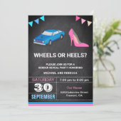 Wielen of heels Genderpartij onthullen Kaart (Staand voorkant)