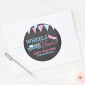 Wielen of Heels Geslacht onthullen Ronde Sticker (Envelop)