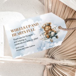 Wielen omhoog Teddy Bear Baby shower Cadeaulabel