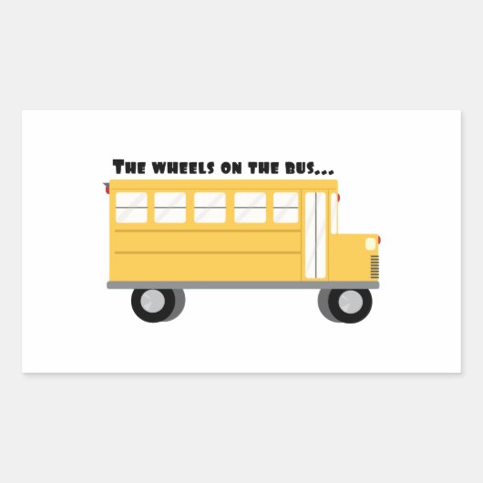 Wielen op bus rechthoekige sticker (Voorkant)