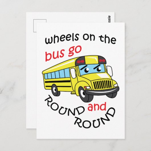 Wielen op de bus briefkaart (Voorkant / Achterkant)