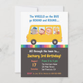 Wielen op de bus Cute Animals - Birthday Party Kaart (Voorkant)