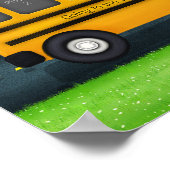 Wielen op de bus hebben een rotatiesnelfoto poster (Hoek)